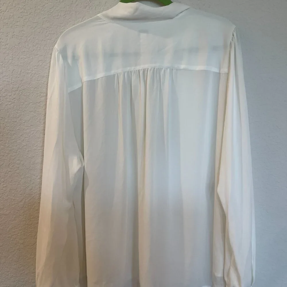 J. Crew White Tie Neck Blouse